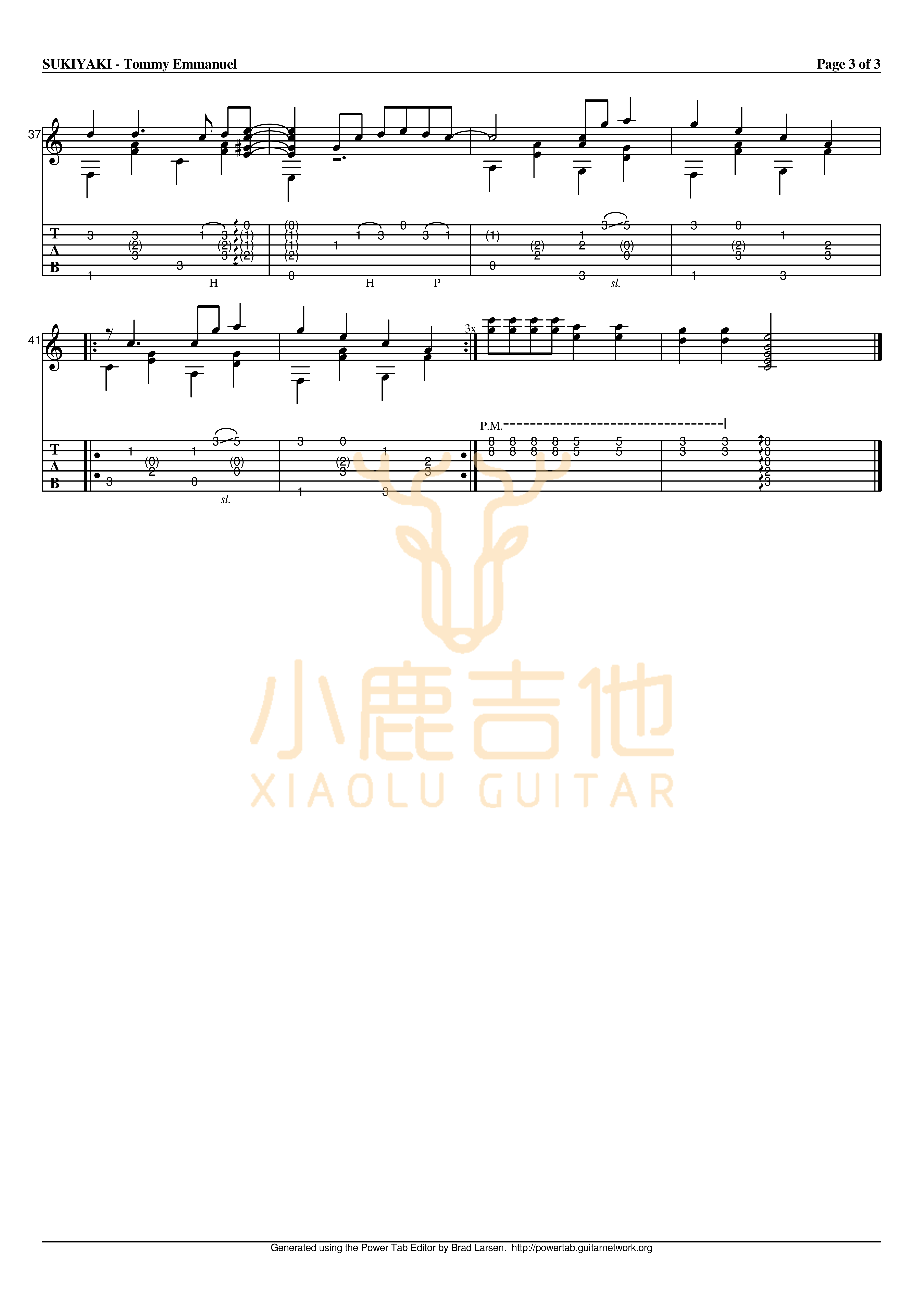 SUKIYAKI吉他谱-3